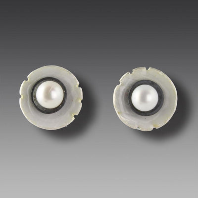 Pearl in Shell Stud-Oxidized Silver - Wear Ever Jewelry 