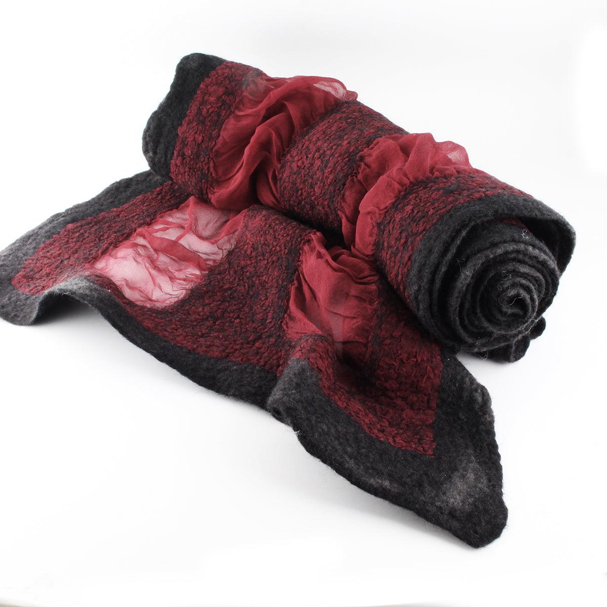 Felted Wool Silk Scarf