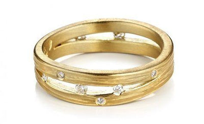 Gold Diamond Double Wave Band - Wear Ever Jewelry 