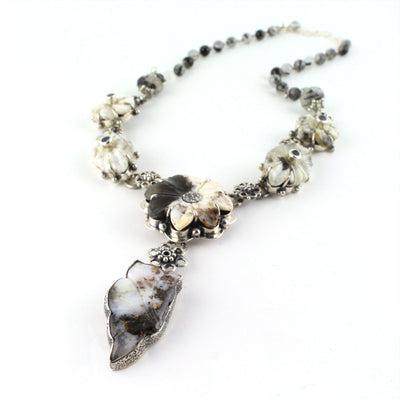 Carved Flower Drusy Necklace - Wear Ever Jewelry 