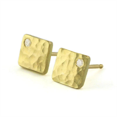 Hammered Square Diamond Earrings - Wear Ever Jewelry 