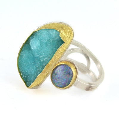 Caribbean Sea Drusy Opal Ring - Wear Ever Jewelry 