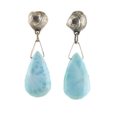 Small Shell Larimar Brio Earrings - Wear Ever Jewelry 