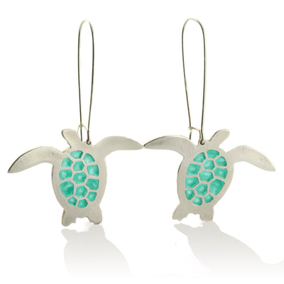Sea Turtle Enamel Earrings - Wear Ever Jewelry 