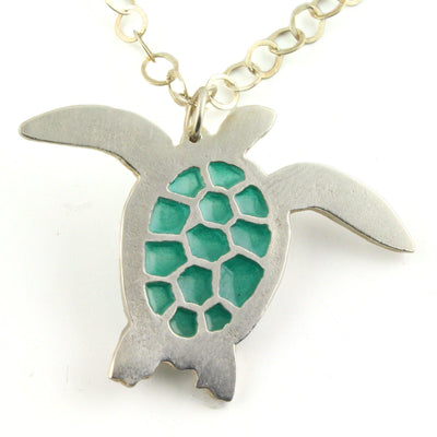 Sea Turtle Enamel Necklace - Wear Ever Jewelry 