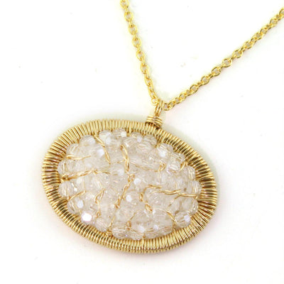 Crystal Oval Gold Pendant - Wear Ever Jewelry 