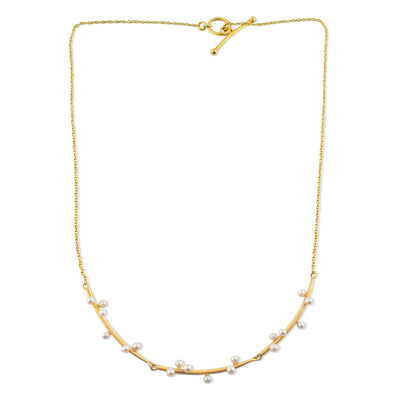 Curved Bars with Pearls Necklace - Wear Ever Jewelry 