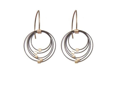 Graduated Circle Mini Hook Earrings Gunmetal/Gold - Wear Ever Jewelry 