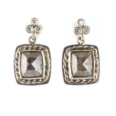 Square Gray Diamond Trio Top Earrings - Wear Ever Jewelry 